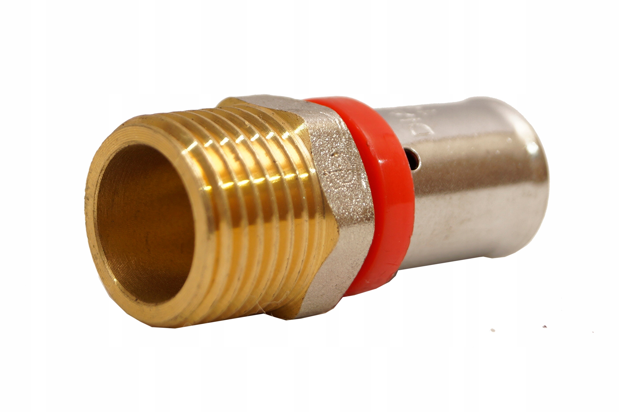 ZŁĄCZKA PEX ZAPRASOWYWANA ZACISKANA MOSIĄDZ NYPEL 16x1/2" GZ