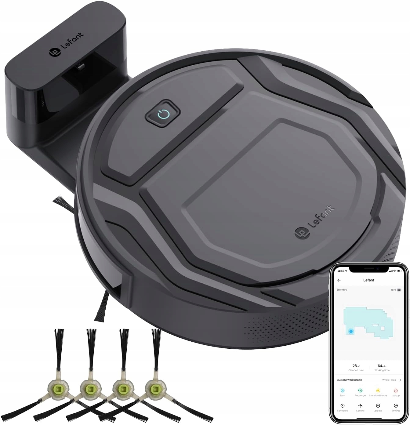 Lefant M210 Robot Odkurzający Mocny 2200Pa Wi-Fi App 7,8cm Auto Ładowanie