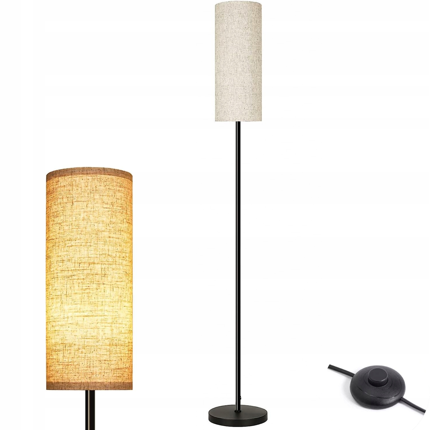 Stojací lampa na čtení E27, 3 teploty barev, 3000-6500K, černá 175cm