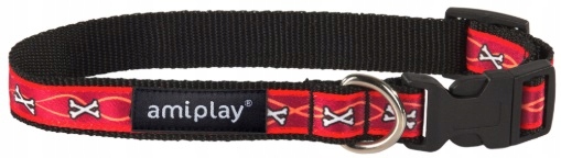 

AmiPlay Joy Obroża nylon Kości Bordo Psa L 35-50/2