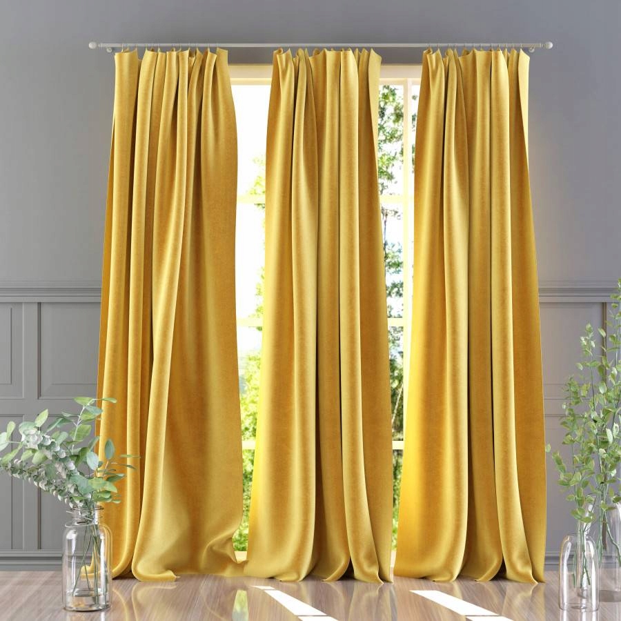 

Nowoczesna zasłona welurowa żółta Moradi 145 cm