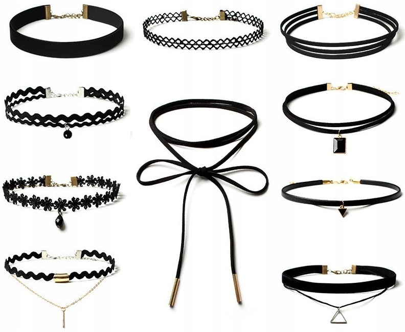 

Zestaw 10 naszyjnik rzemyk celebrytka choker boho