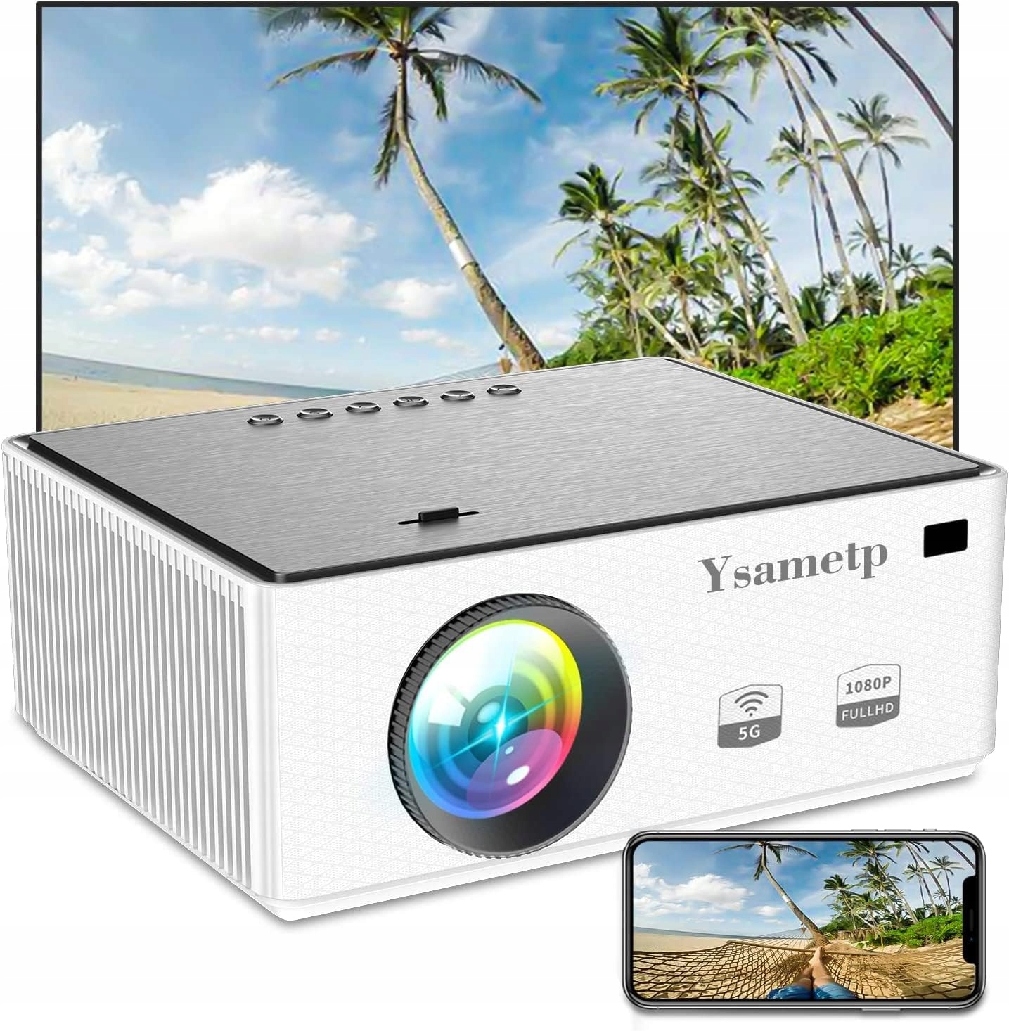 Led Filmový Projektor Ysametp, Projektor Obrazu Wifi 1080P, Domáce Kino