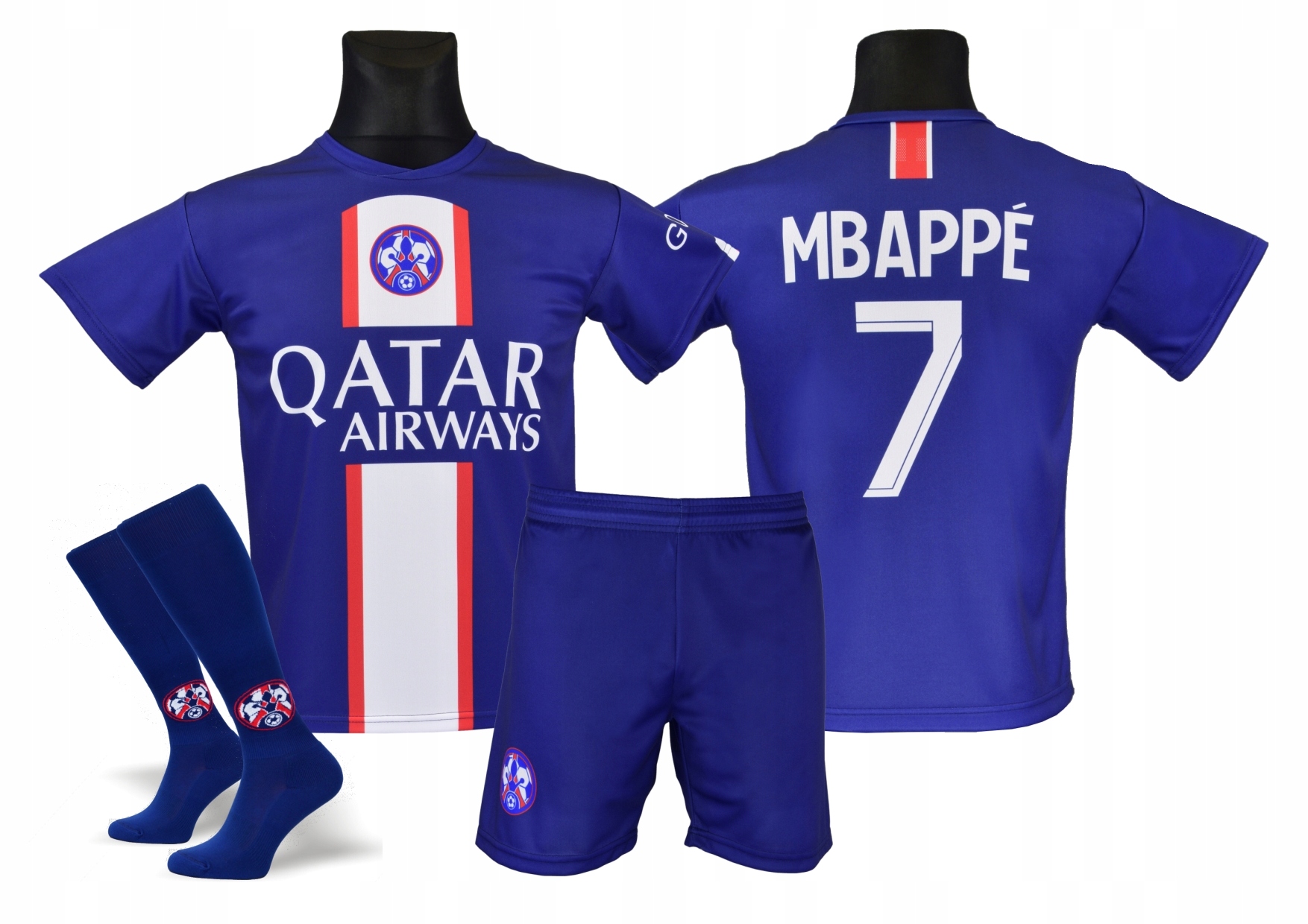 

Mbappe strój koszulka spodenki getry rozmiar 134