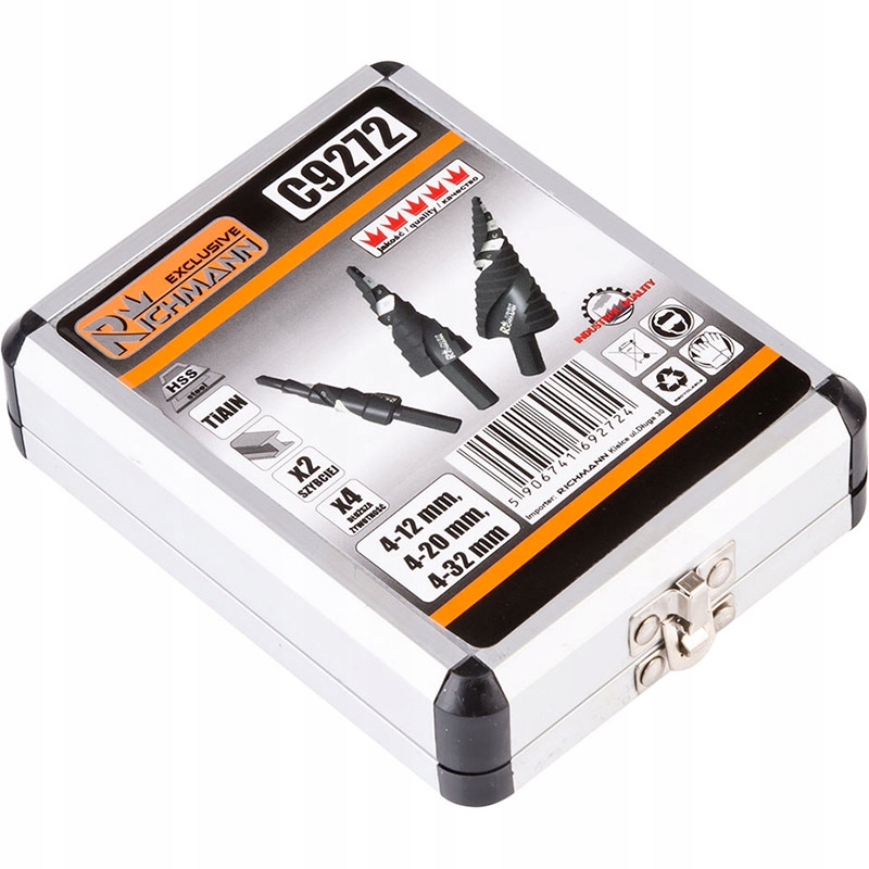 WIERTŁA STOPNIOWE SPIRALNE DO METALU 4-32 C9272 Typ mocowania walcowy