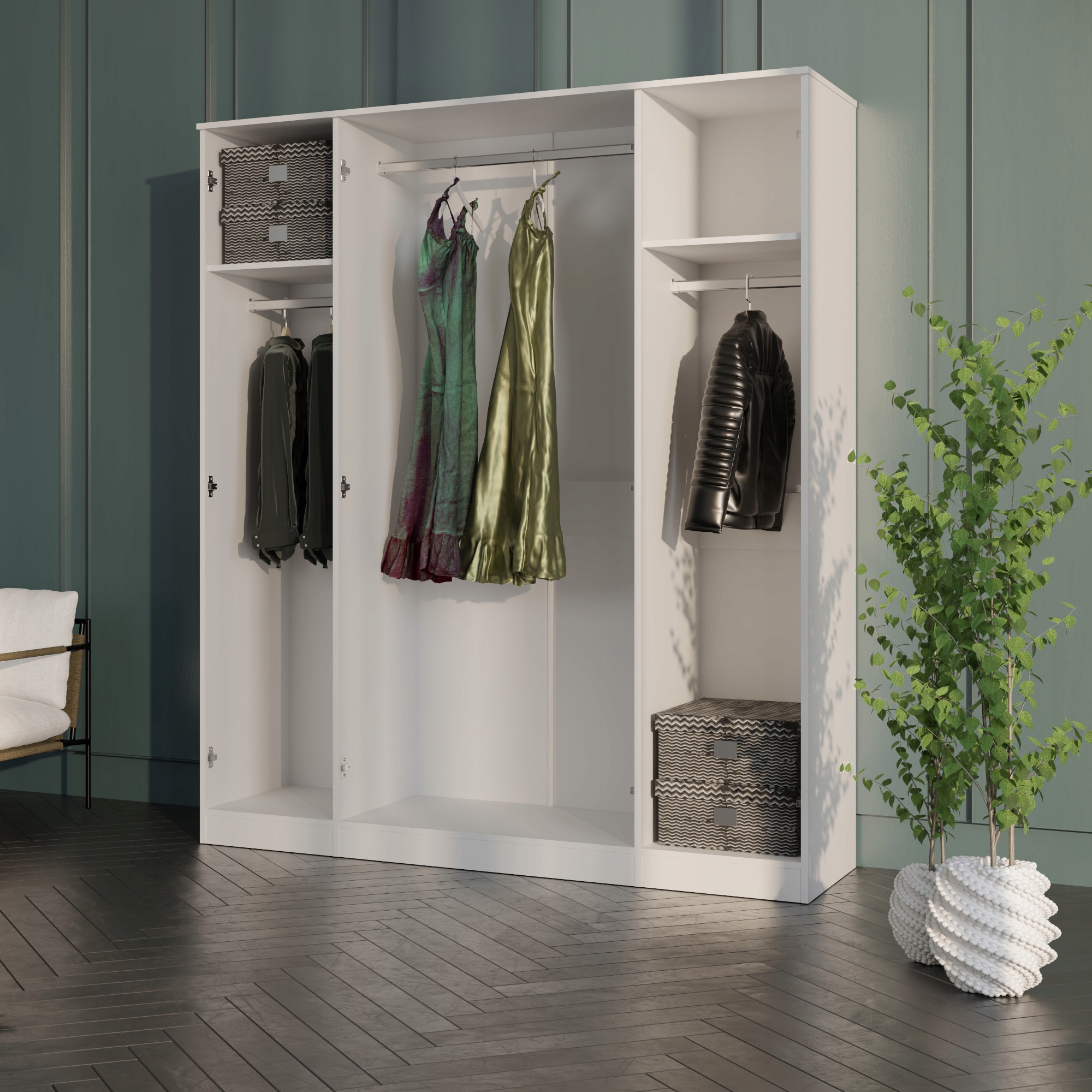 Szafa uchylna z lustrem Monza 4D 160 Biała