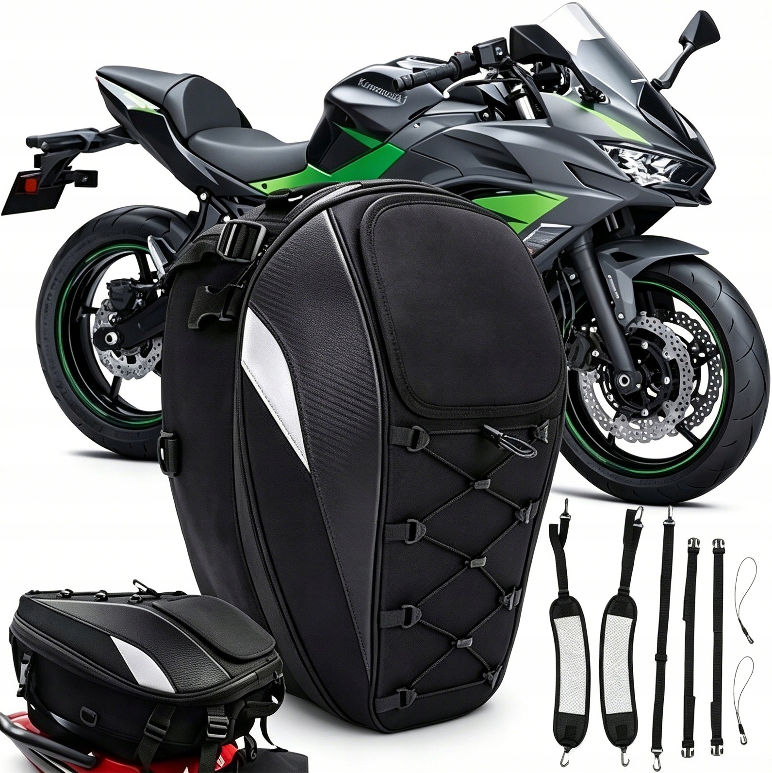 Plecak Motocyklowy 2w1 Torba na Kask Siedzenie Pokrowiec Wodoodporny Moto