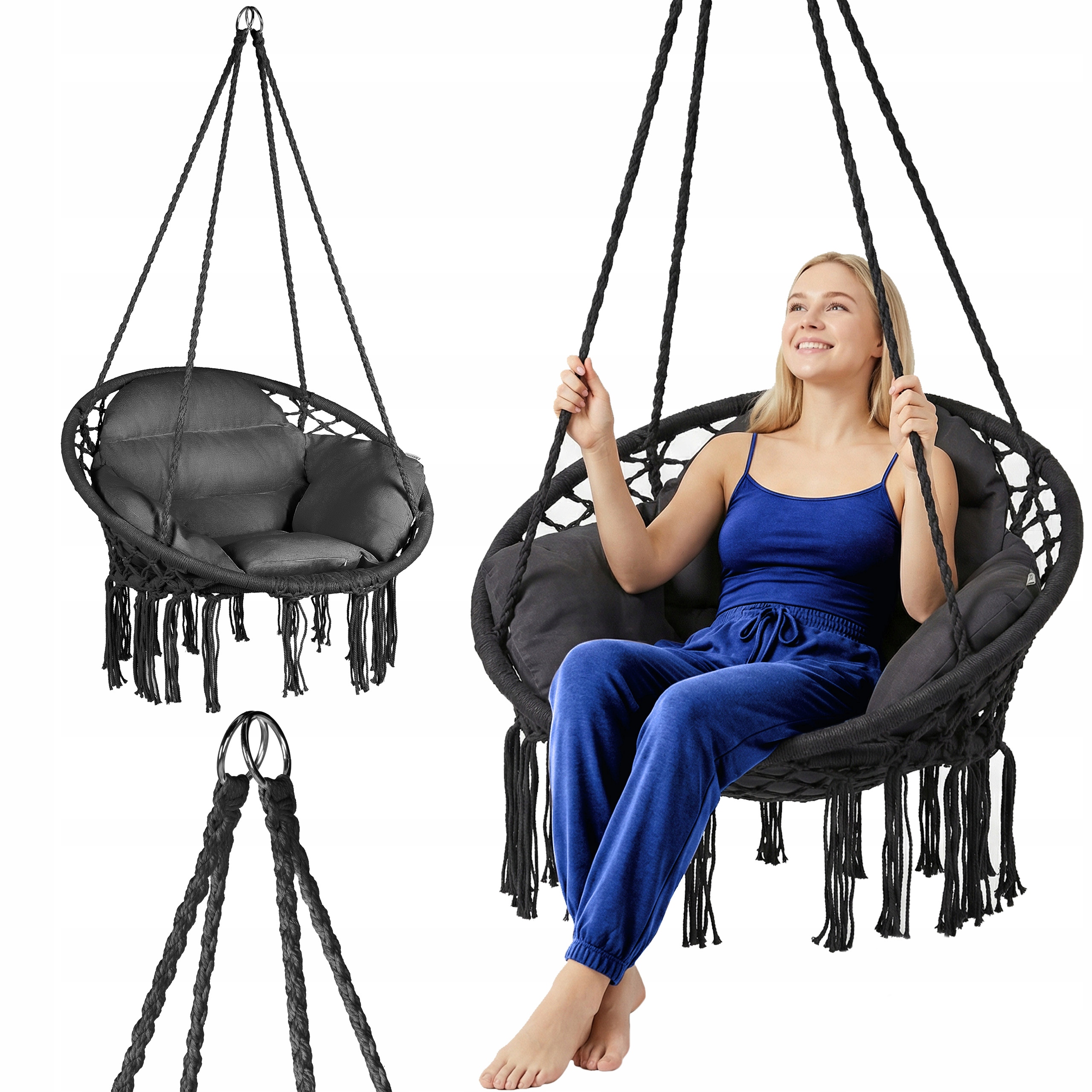 Houpačka Čapí Hnízdo Boho Zahradní Závěsné Křeslo S Polštářem Luverno