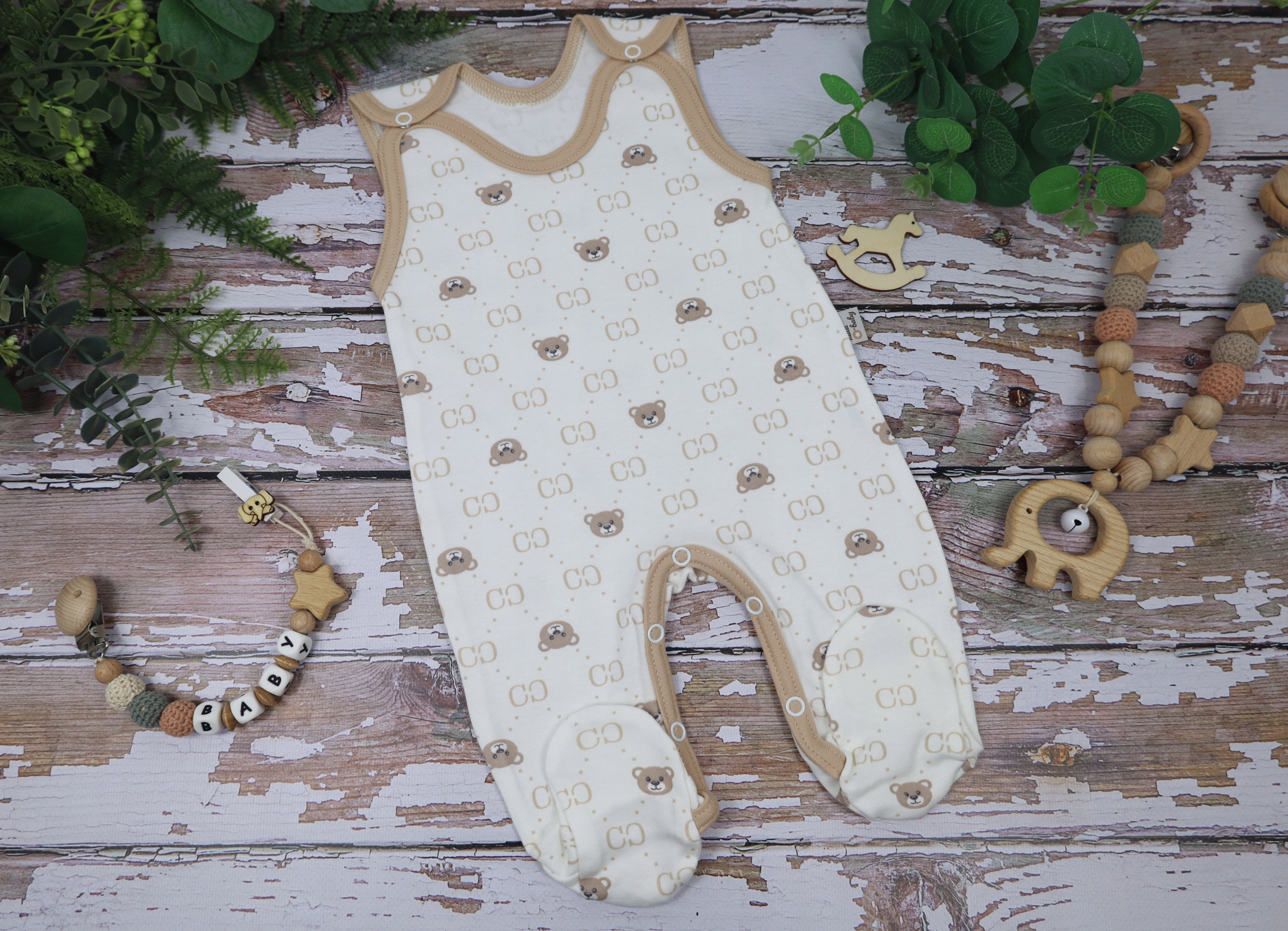 ŚPIOCHY NIEMOWLĘCE ŚPIOSZKI BAWEŁNIANE ROZPINANE r.62 BABY BEAR /53/ Marka kaia-baby