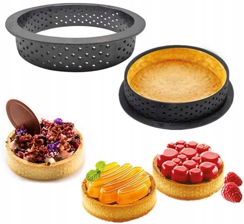 FOREMKI DO TARTALETEK FORMA PERFOROWANA DO PIECZENIA TARTY RING RANT 6SZT Stan opakowania oryginalne