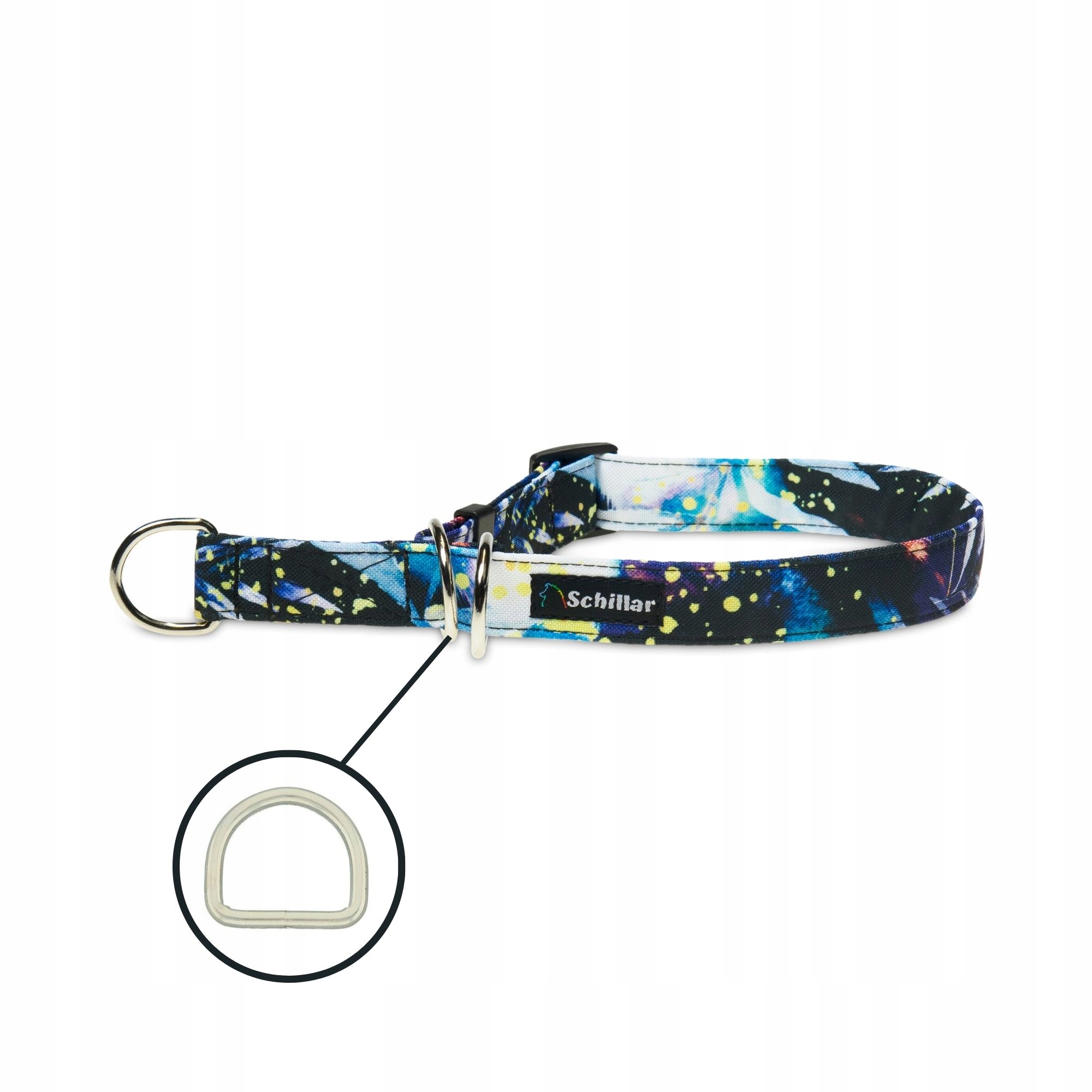 Polostahovací obojek pro velkého psa s barevnými fantazijními listy L XL 40-60 cm