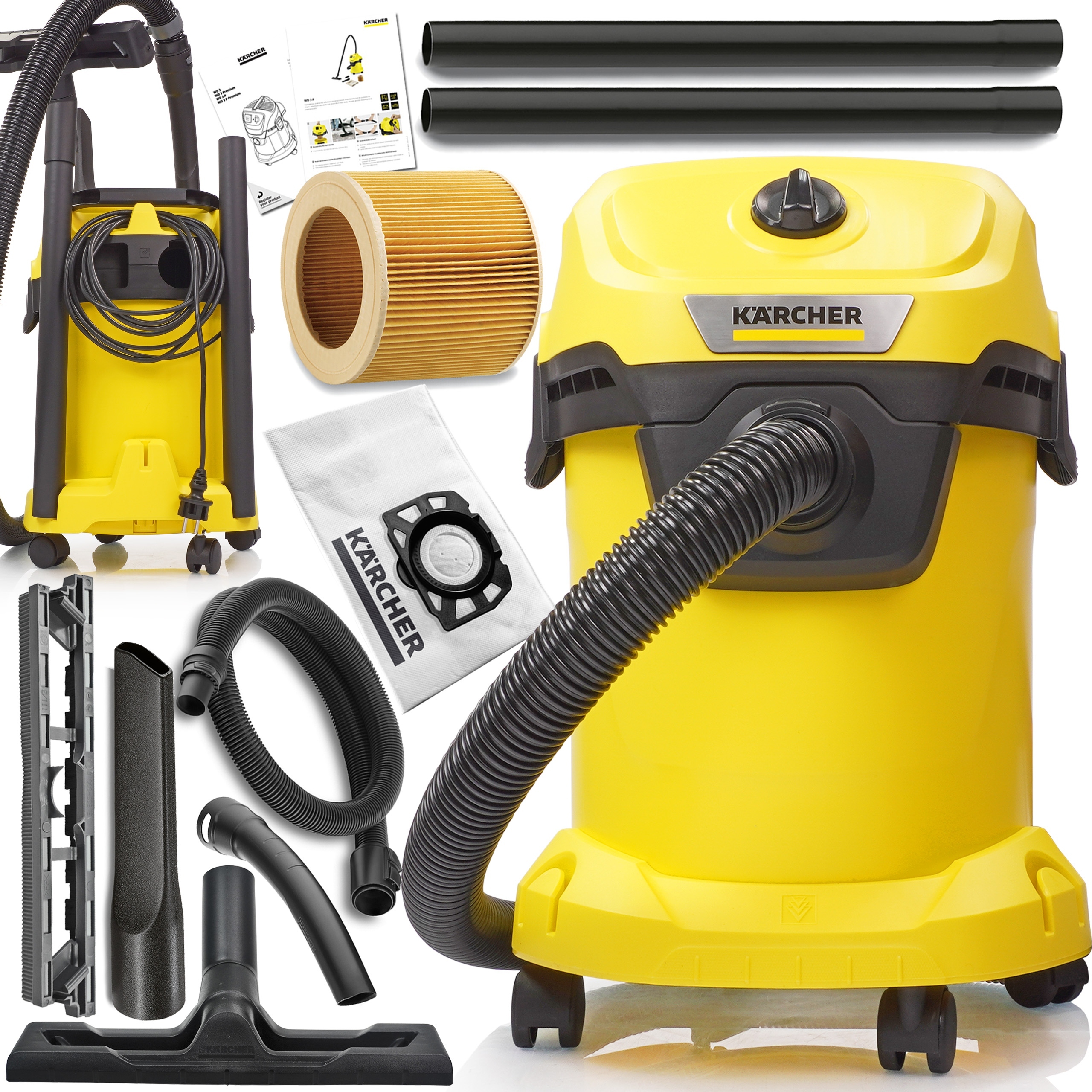 KARCHER ODKURZACZ BEZWORKOWY WD3 1400W PRZEMYSŁOWY DUŻA MOC XL