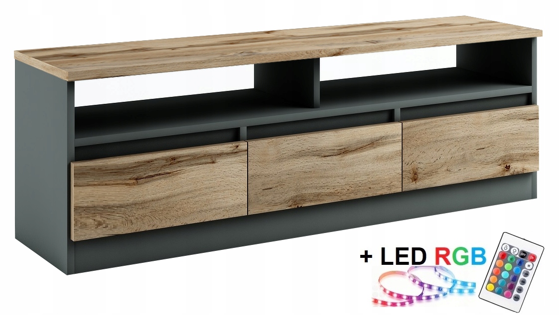 022096 SZAFKA RTV 3s/150 + oświetlenie LED - ANTRACYT / WOTAN / WOTAN