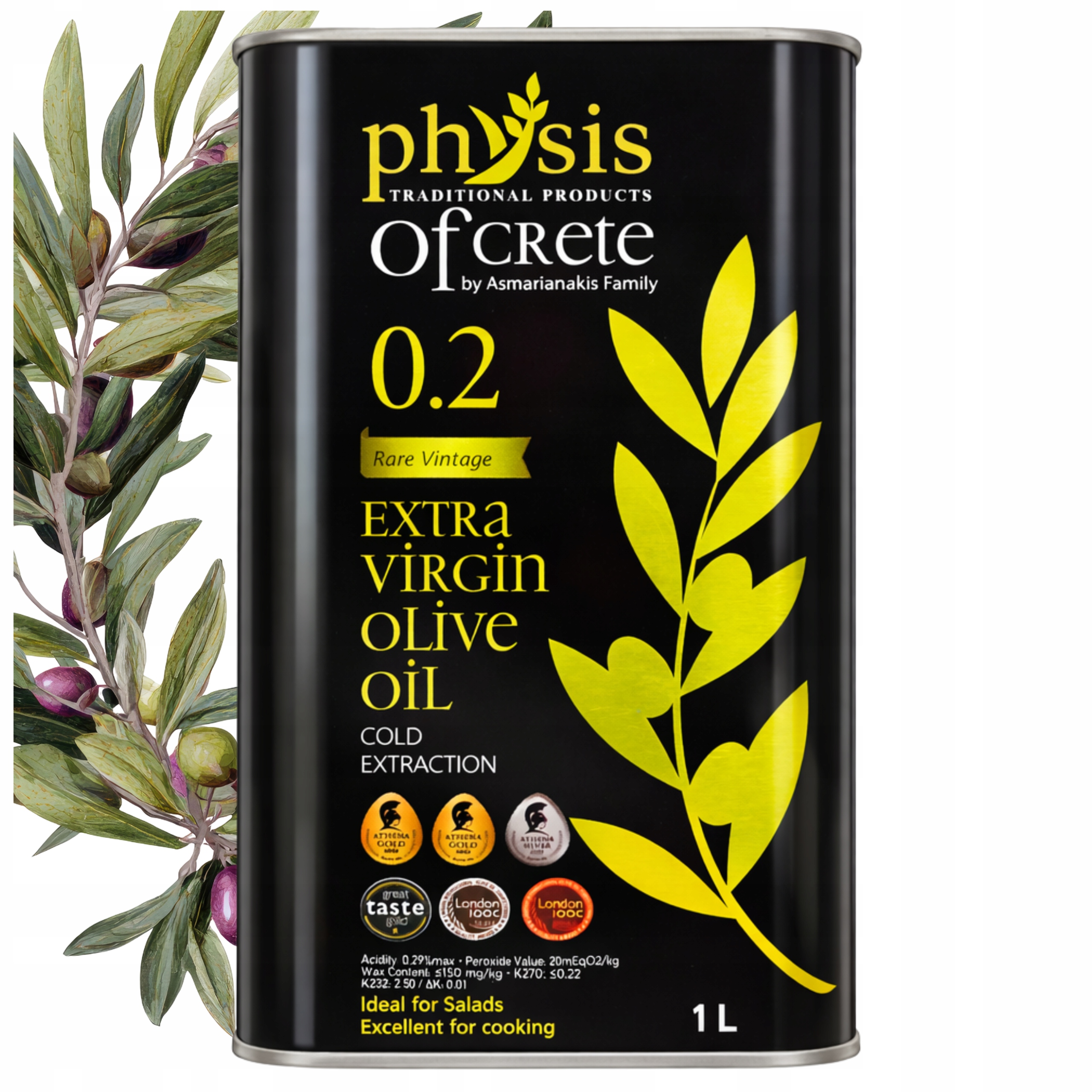 Levně Extra Panenský Olivový Olej 1 L Řecký V Plechovce Physis Of Crete Koroneiki