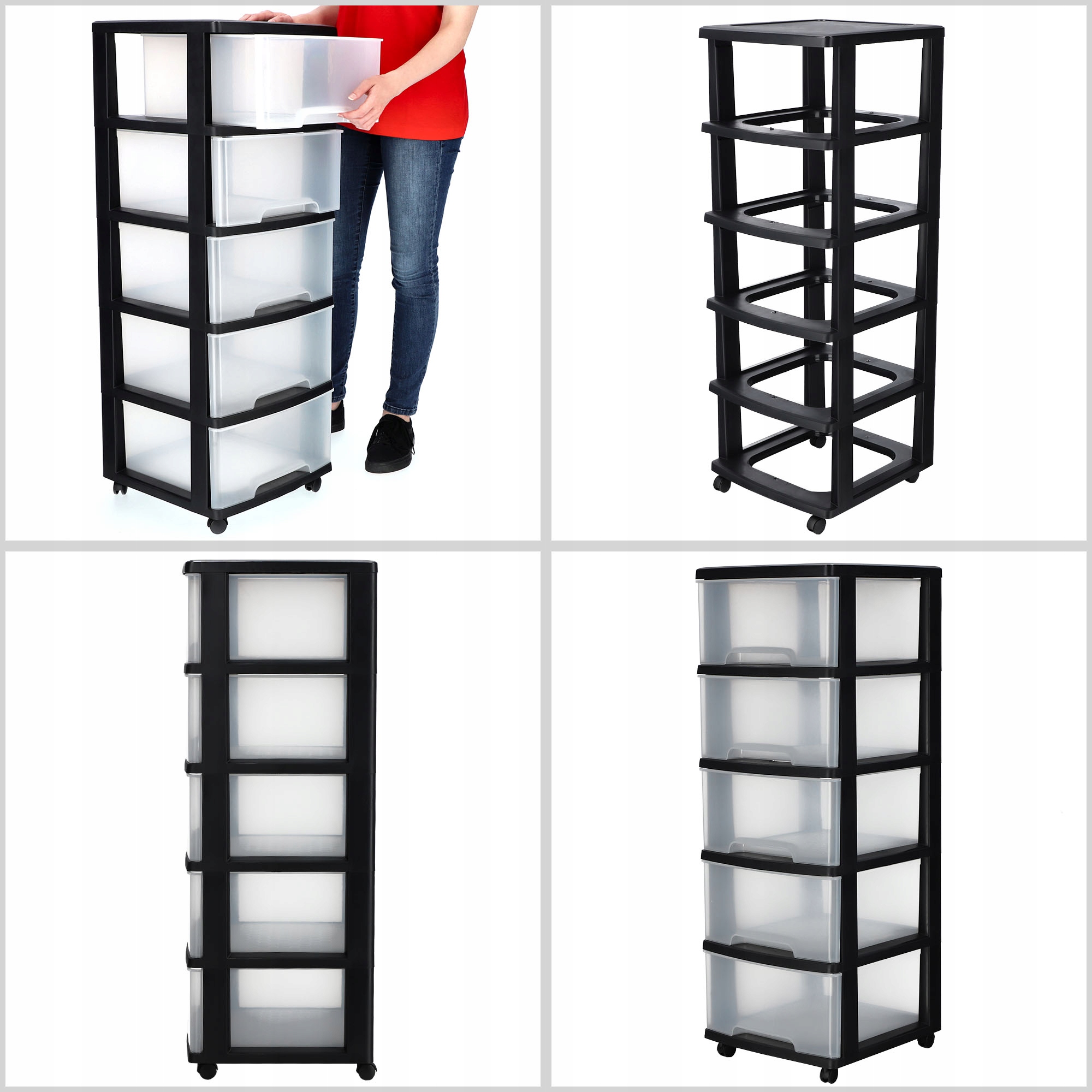 CURVER REGAŁ NA KÓŁKACH SZAFKA 5 SZUFLAD 20 L Marka Curver