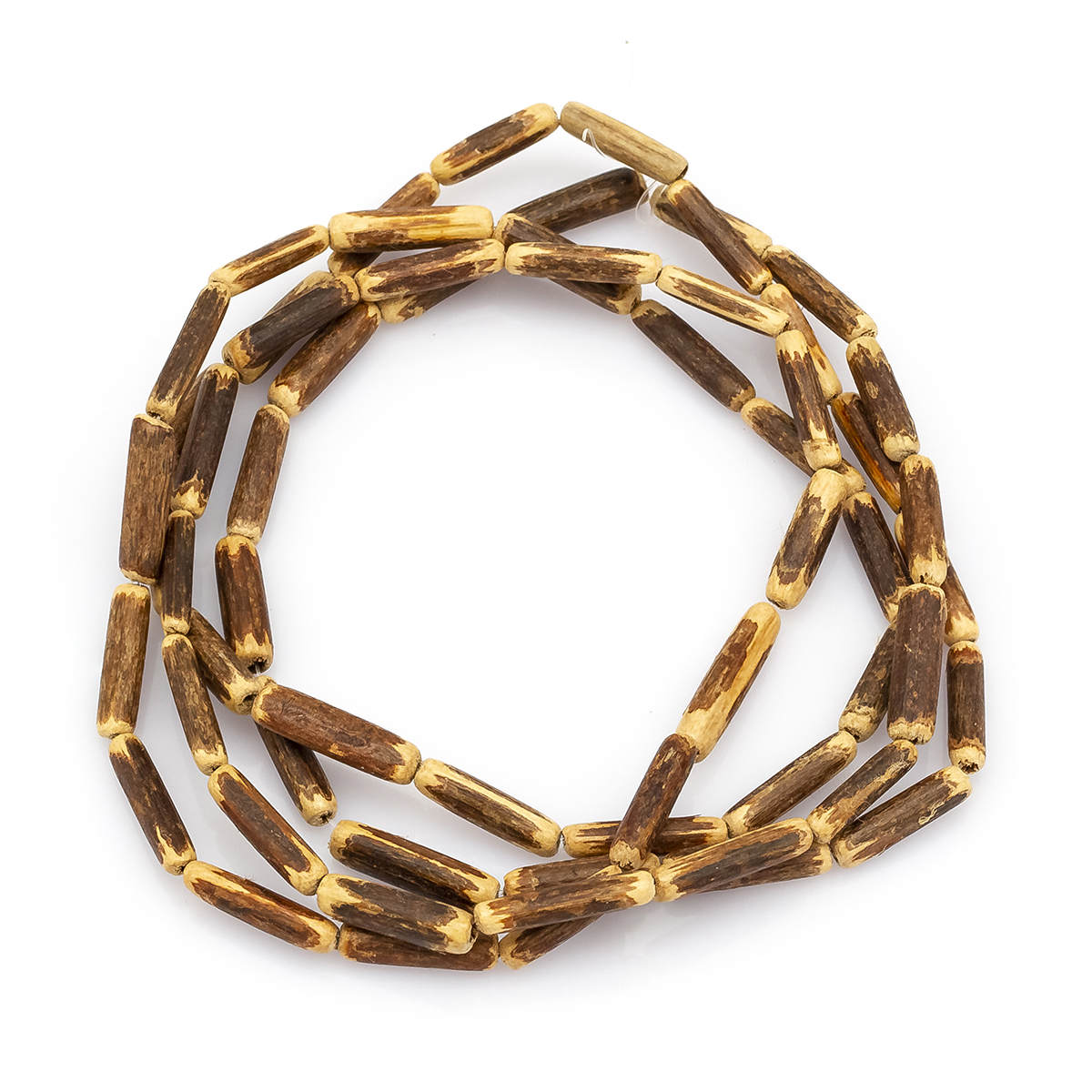 Koraliki Kokos Kolumna, Brązowy, 14-19x2.5-4mm, Otwór 1mm, 45szt/72cm/nić