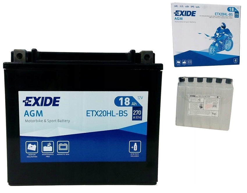 

Akumulator ETX20HL-BS/YTX20HL-BS 12V 18Ah Exide