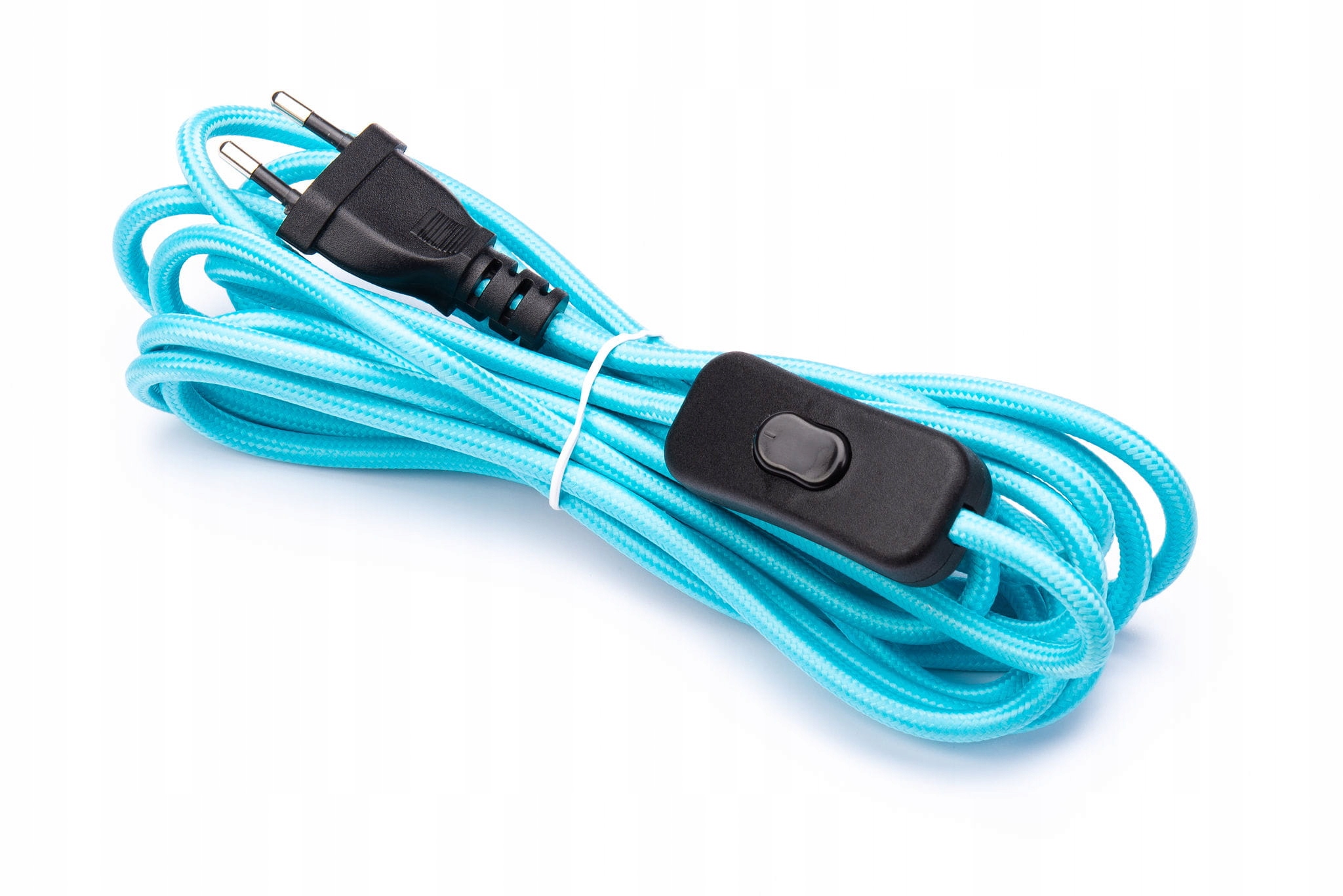 Przewód w oplocie kabel z wtyczką 4m niebieski