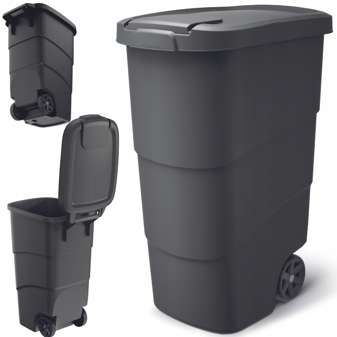 Kosz Kubeł Pojemnik Na Śmieci Odpady 90L Kółka