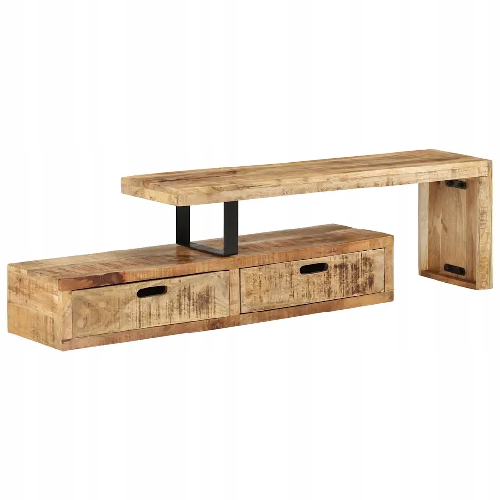 Stojak pod telewizor z litego drewna mango, 112 x 30 x 60 cm, naturalny kol