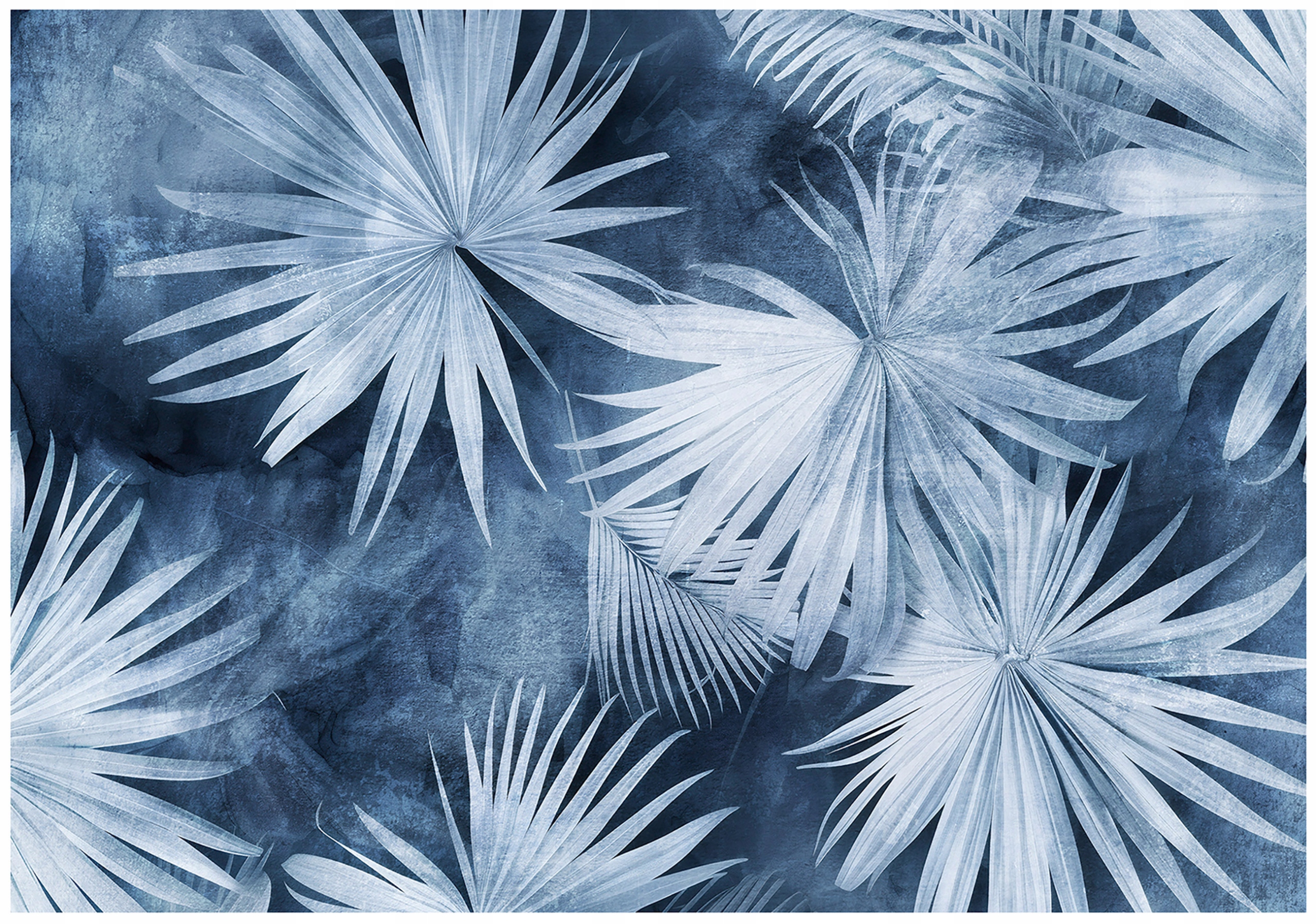 Vinylová Fototapeta Na Flizeline Listy Abstrakcia Modrá Biela 312x219