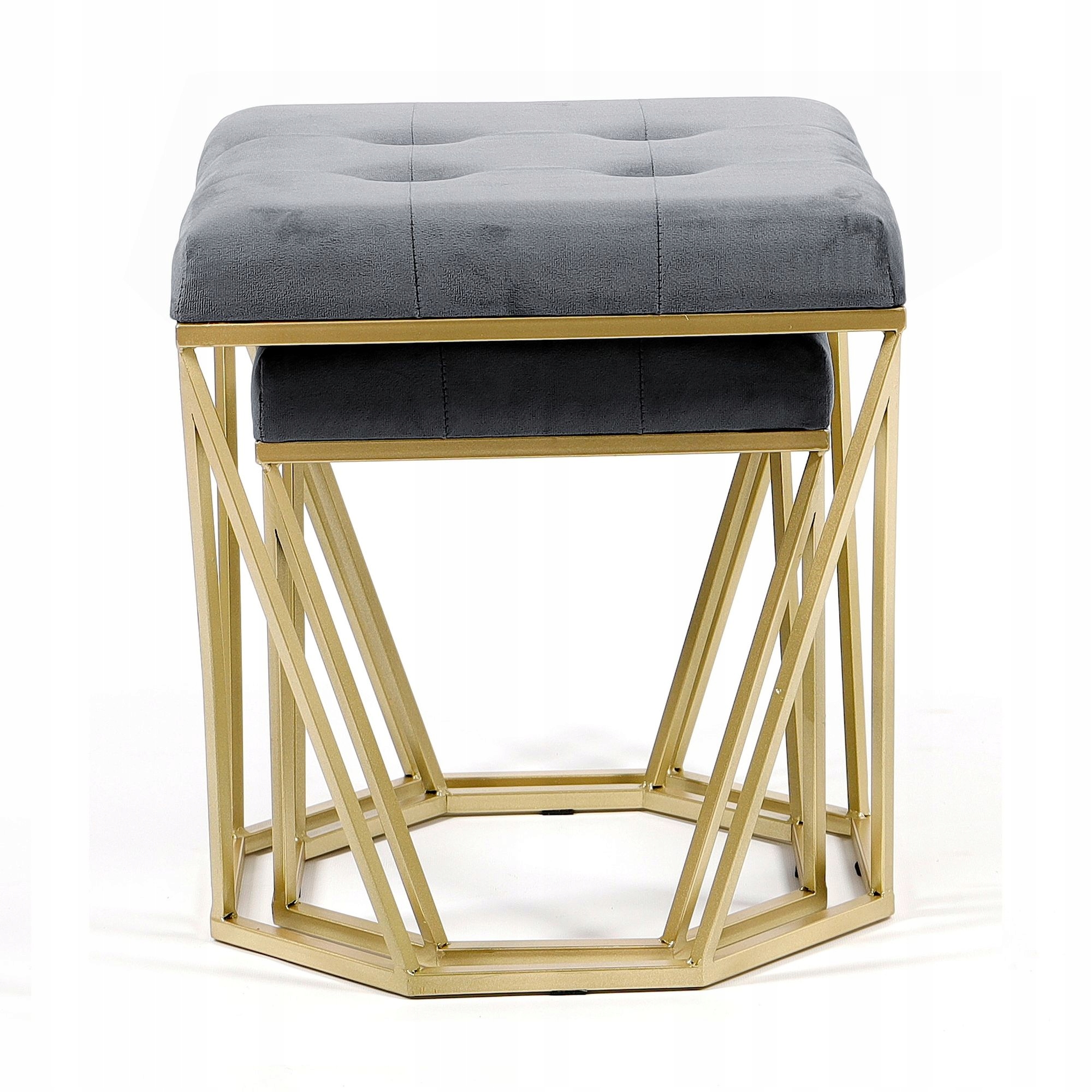 Pufa Welurowa Złota Szara Welur 37 + 45cm 2w1 Marka Messa Home