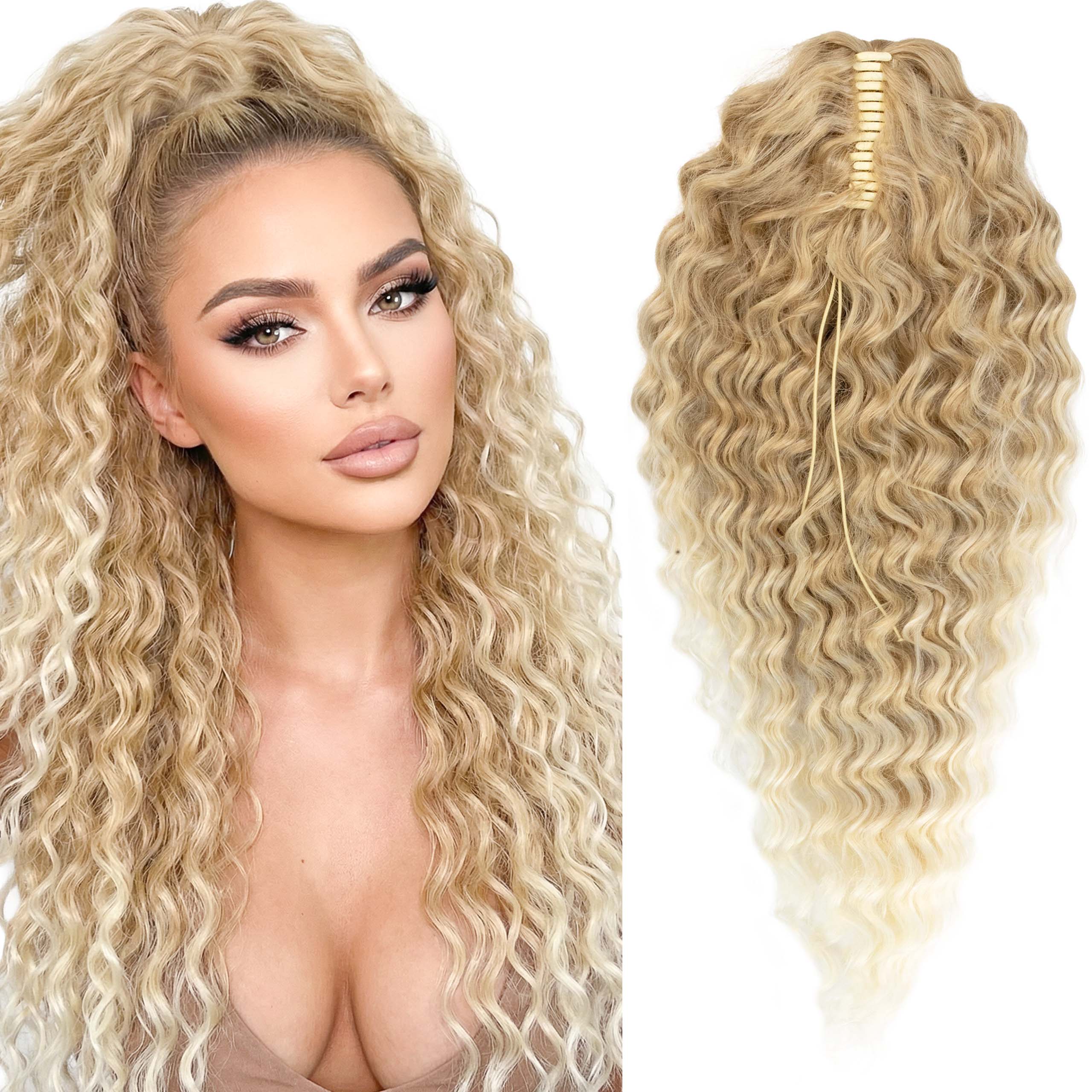 Afrokrab kucyk na klamrze włosy syntetyczne sztuczne Hanna 60cm blond ombre