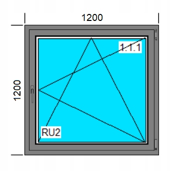 OKNA PCV 1200x1200 RU ZEWNĘTRZNY ANTRACYT, PRAWE