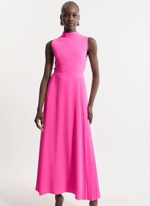 Růžové Plisované Šaty MIDI Karen Millen S
