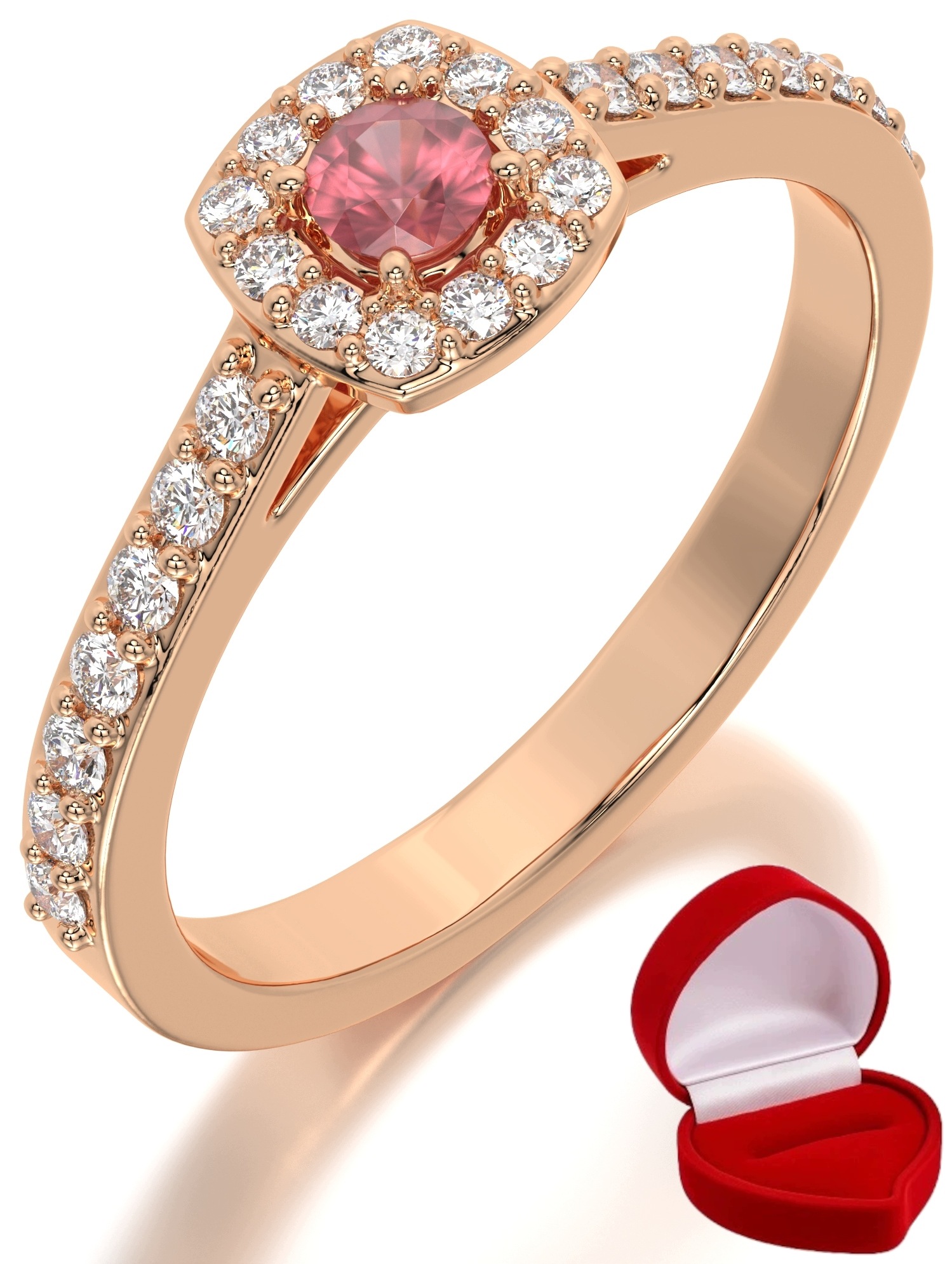 Zlatý Prstýnek 585 14k Rubín 0,09 ct Růžové Zlato R29