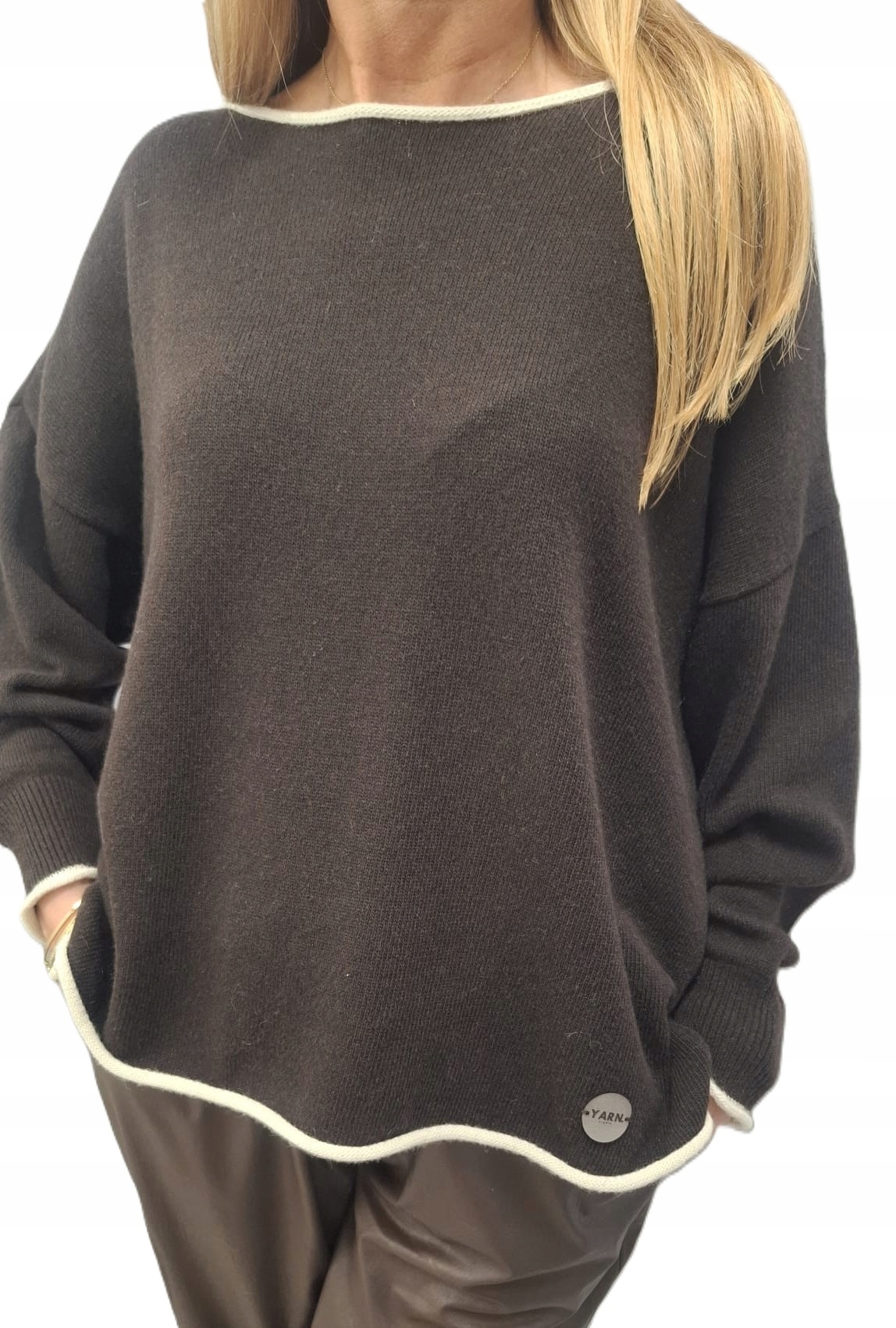 Cococmore Yarn Premium Svetr Vlna Kašmír Hnědá Čokoládová Béžová