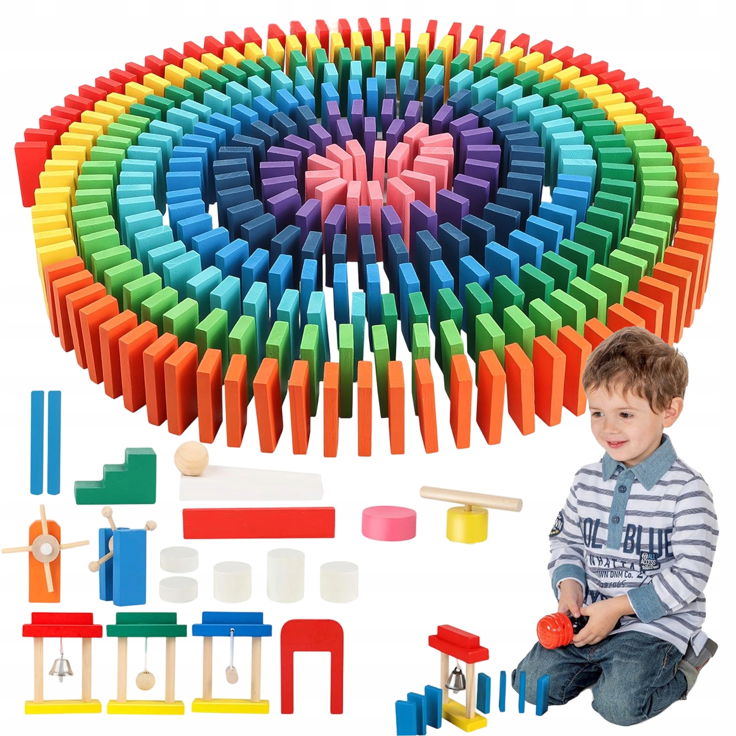 Domino Kolorowe 1000 Sztuk Z 24 Klockami Do Nauki Zabawka Dla Dzieci