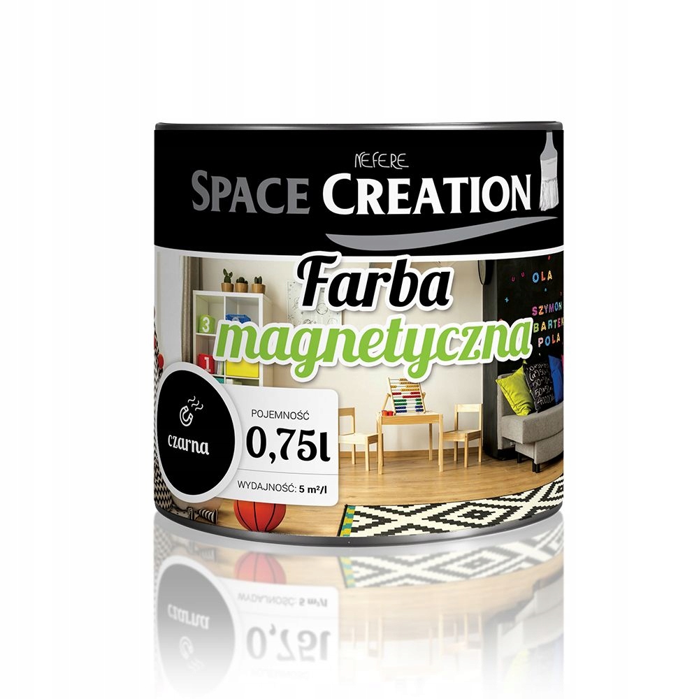 adam toys Magnetfarbe schwarz 0,75l - Magnetische Farbe 5m2/l - Acryl-Innenfarbe auf Wasserbasis - zieht Magnete an - Magnettafel an Wand - Wanddekoration in Kinderzimmer, Schule, Küche, Wohnzimmer — 3