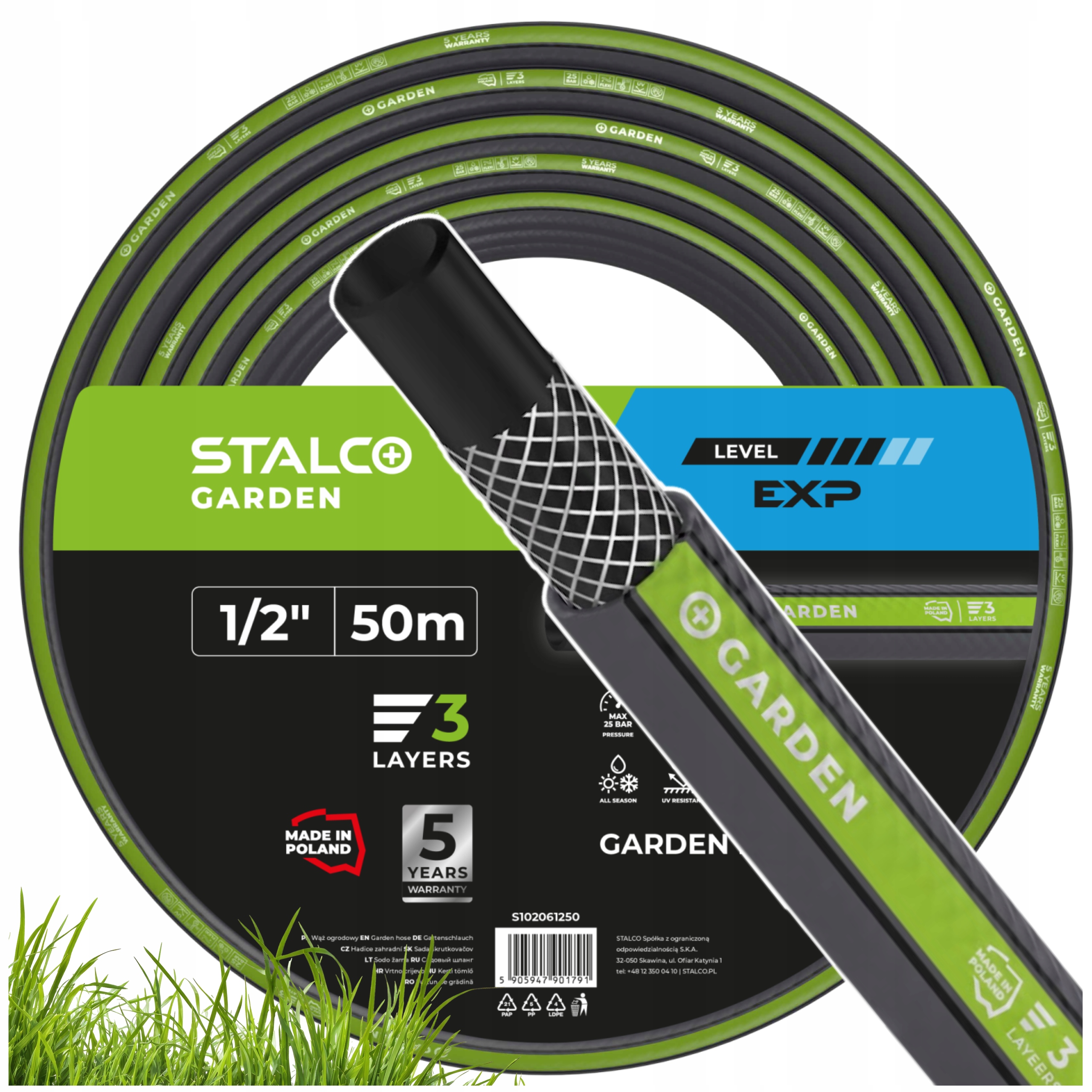 Hadice 3 Vrstvy Vyztužená Silná Odolná 1/2″ 50 M Stalco Garden