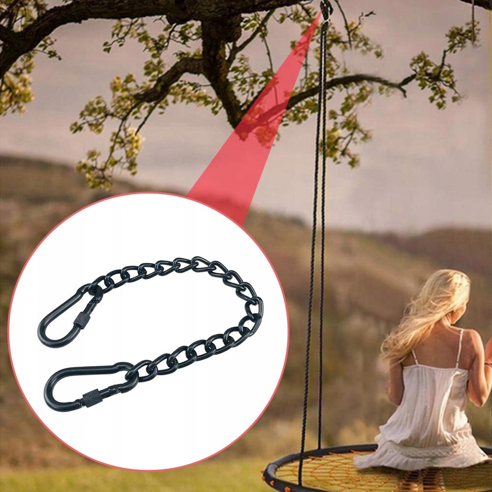 Łańcuch Do Hamaka Z Karabińczykami Do Krzesła Ogrodowego Czarny 66cm GEKLOK — miniatura 4