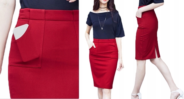 

Kolory Tuba Dzianina Spódnica Ołówkowa MIDI XL