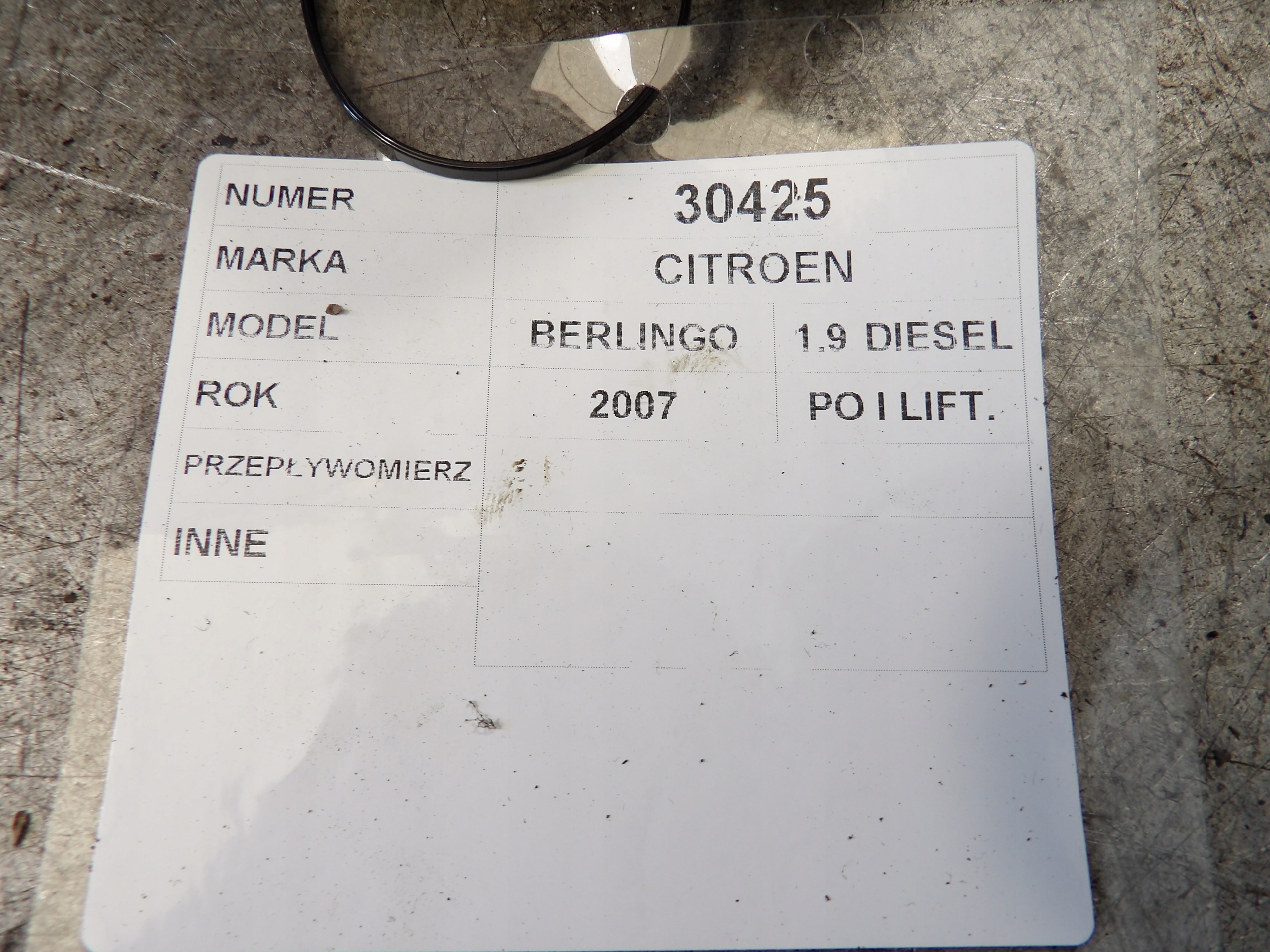 Citroen Berlingo and flow meter 9628336380