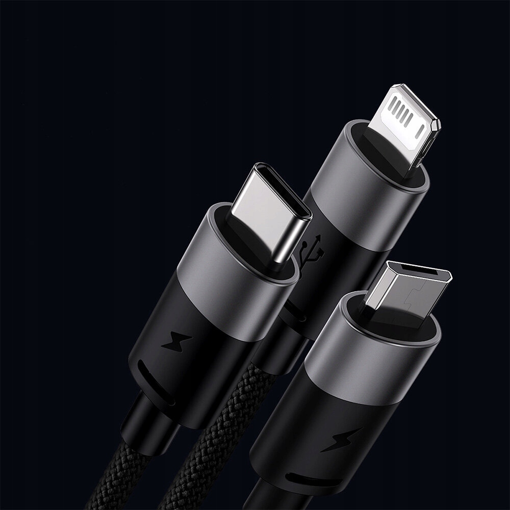 Kabel USB - Micro/USB C/Lightning BASEUS 3w1 1.2m Kod producenta CAXS000001