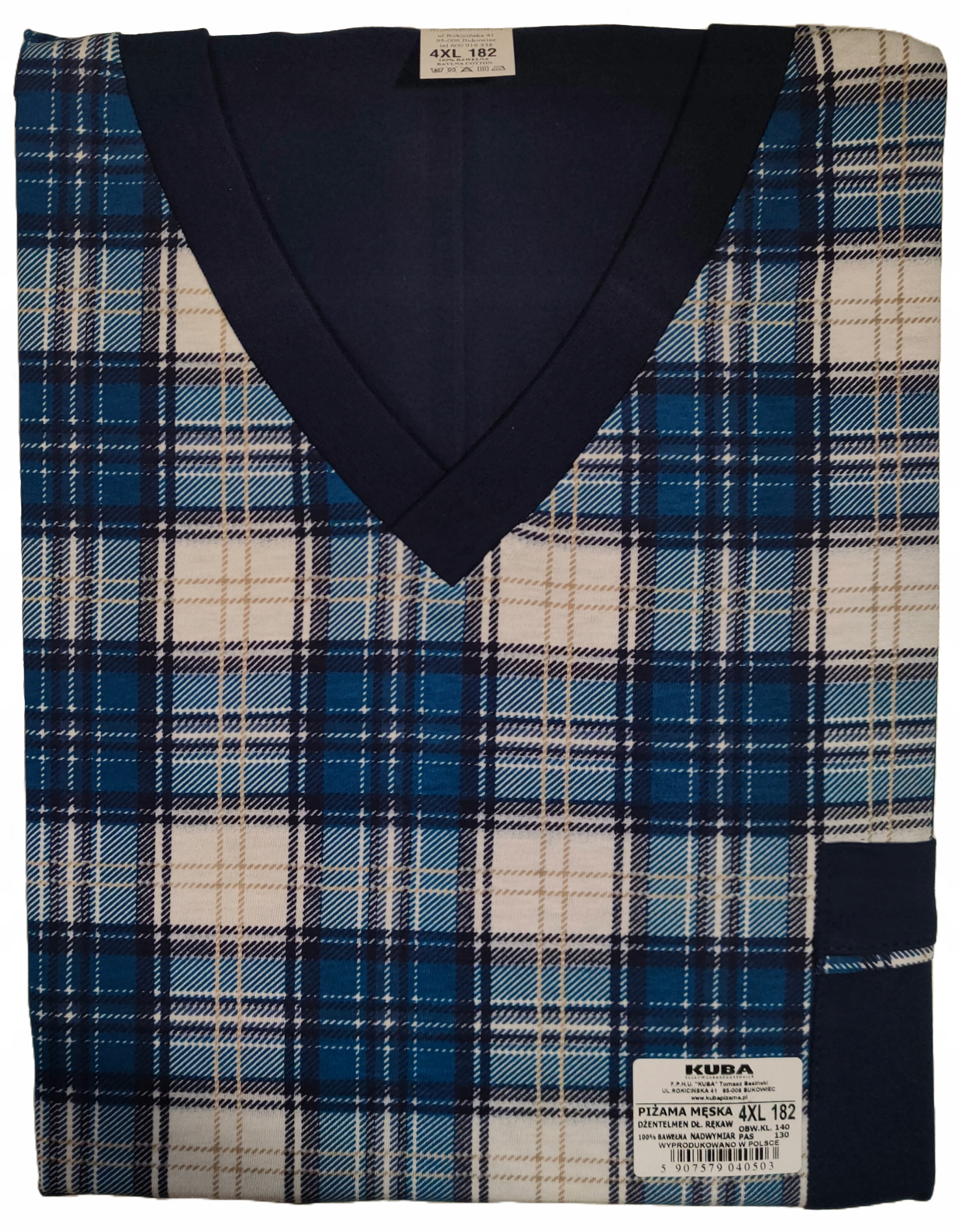 Velké Velikosti Pánské Pyžamo Přes Hlavu Bavlna 4XL, obvod 140 Cm