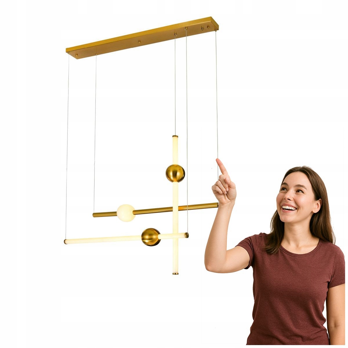 3-bodová závesná Led lampa Halling medená Italux