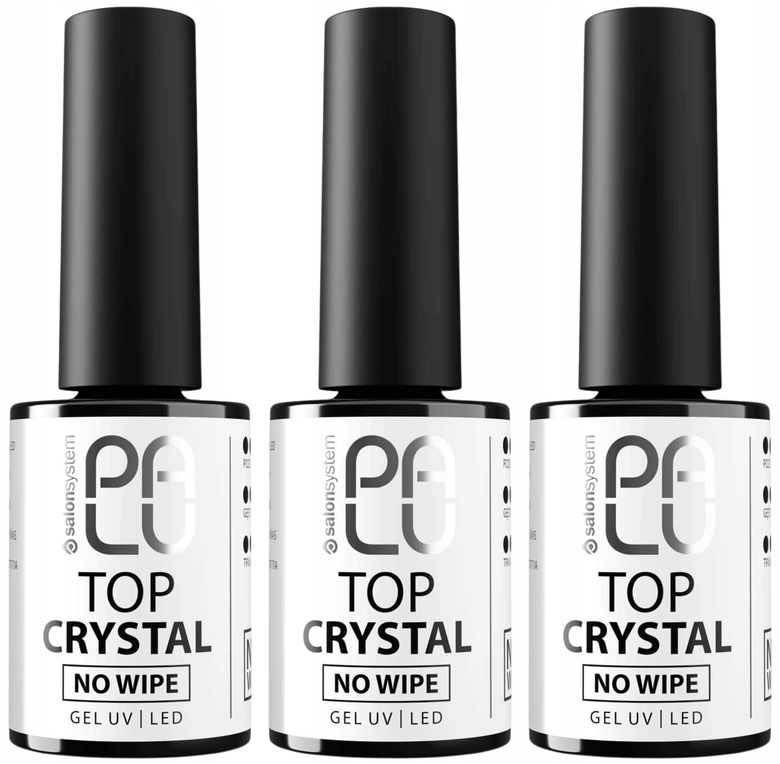 3x Palu Top Crystal No Wipe Hybridní top na nehty Intenzivní lesk 11 g