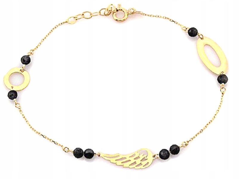 

Złota bransoletka 585 hematyty z trzy zawieszki