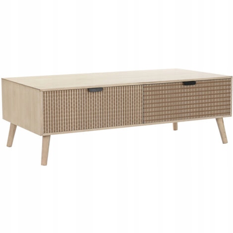 Stolik Kawowy Fir Mdf Brązowy 120x60x42,5 Szuflady Rattan MB199183