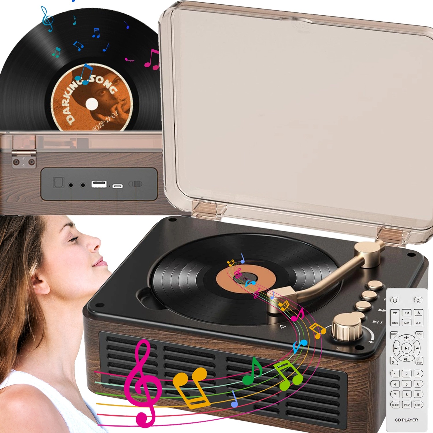 Retro CD Přehrávač Reproduktorový Přehrávač Bluetooth Reproduktorový Přehrávač