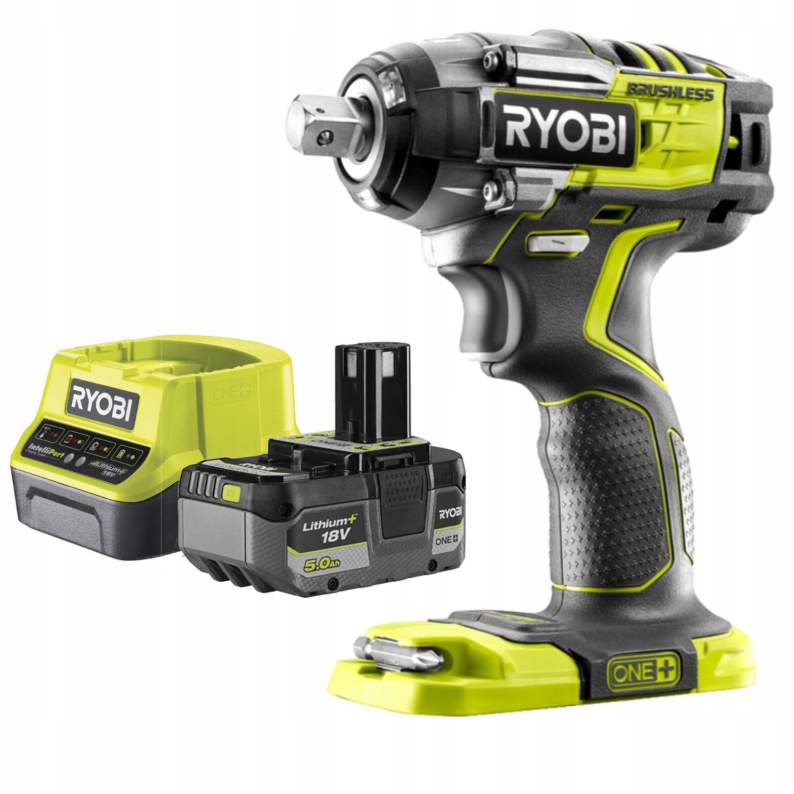 Sada Ryobi Bezkartáčový rázový utahovák 18 V Akumulátor 5 Ah Nabíječka