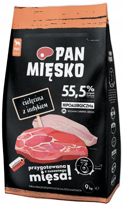 Pan Mięsko Cielęcina z Indykiem 9kg chrupki M