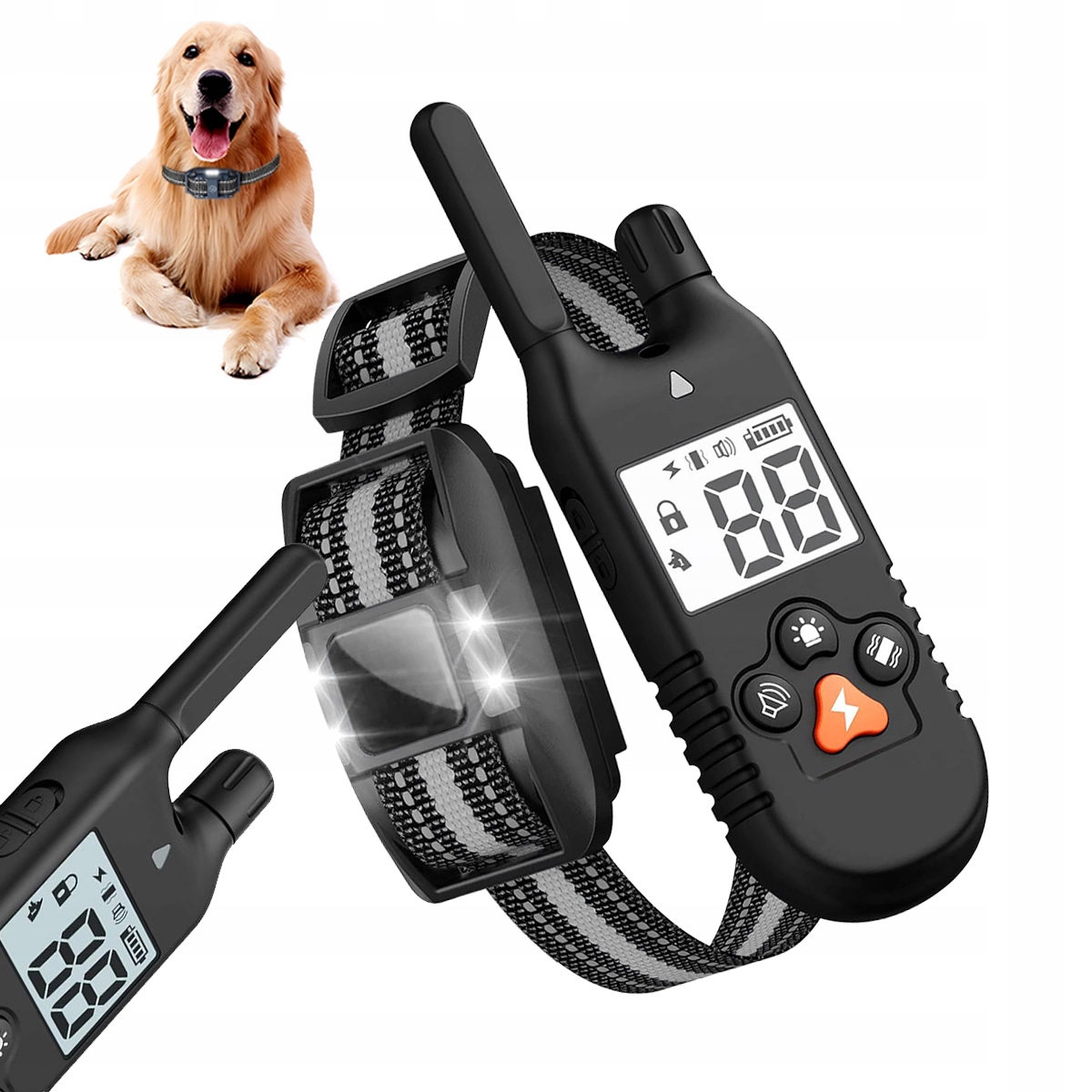 Levně Elektrický tréninkový obojek dosah 1000 m, voděodolná Led dioda