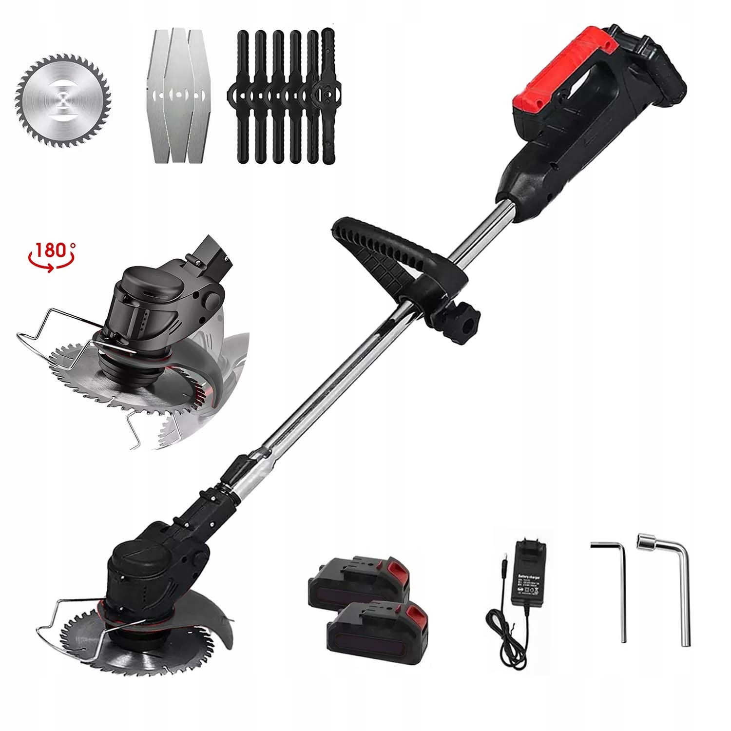 35 CM 21V Brushcutter Battery Trimmer Nastavitelný Úhel Hlavy A Délka Tyče