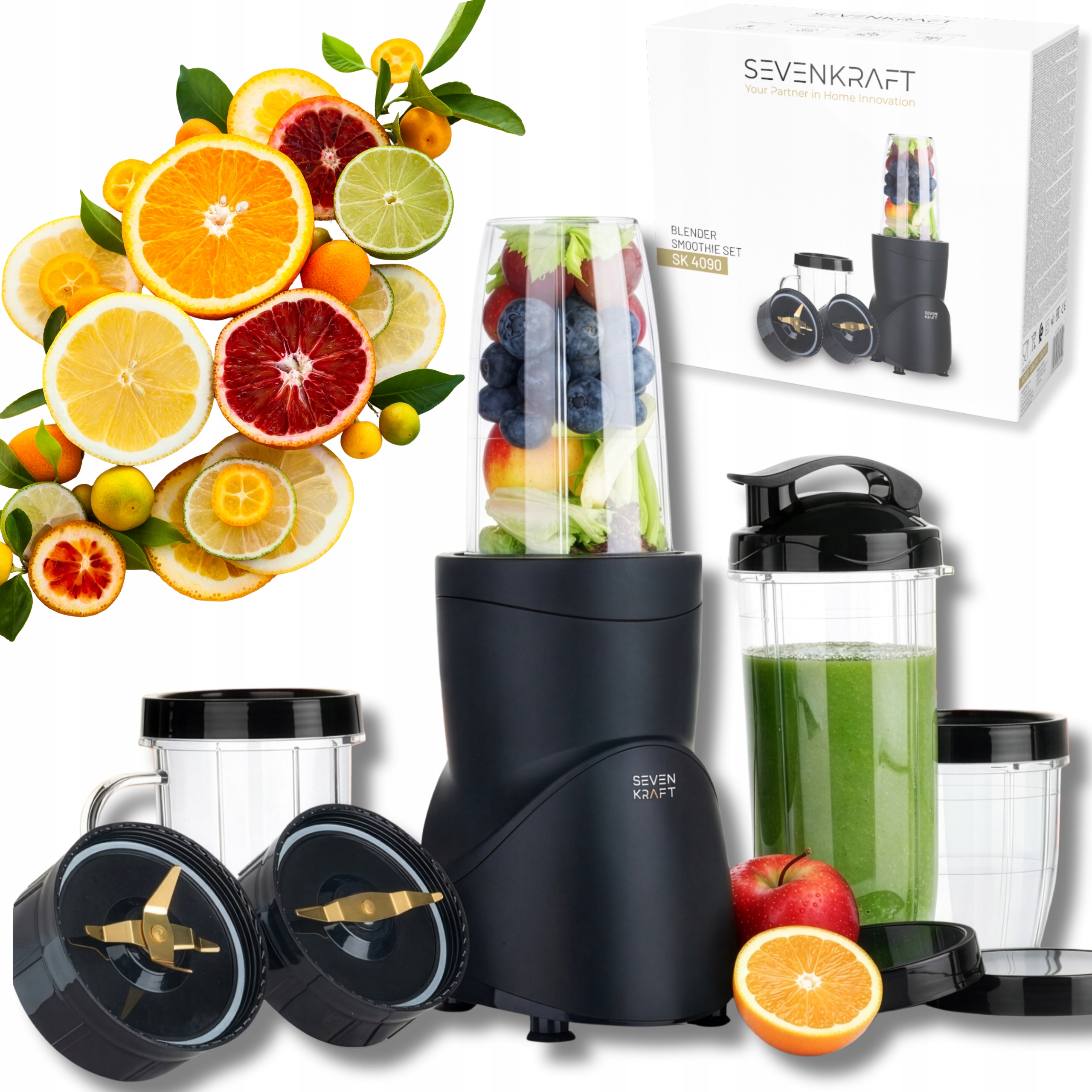 Blender Kielichowy Do Smoothie do koktajli 1200W 4 butelki kubki bidony