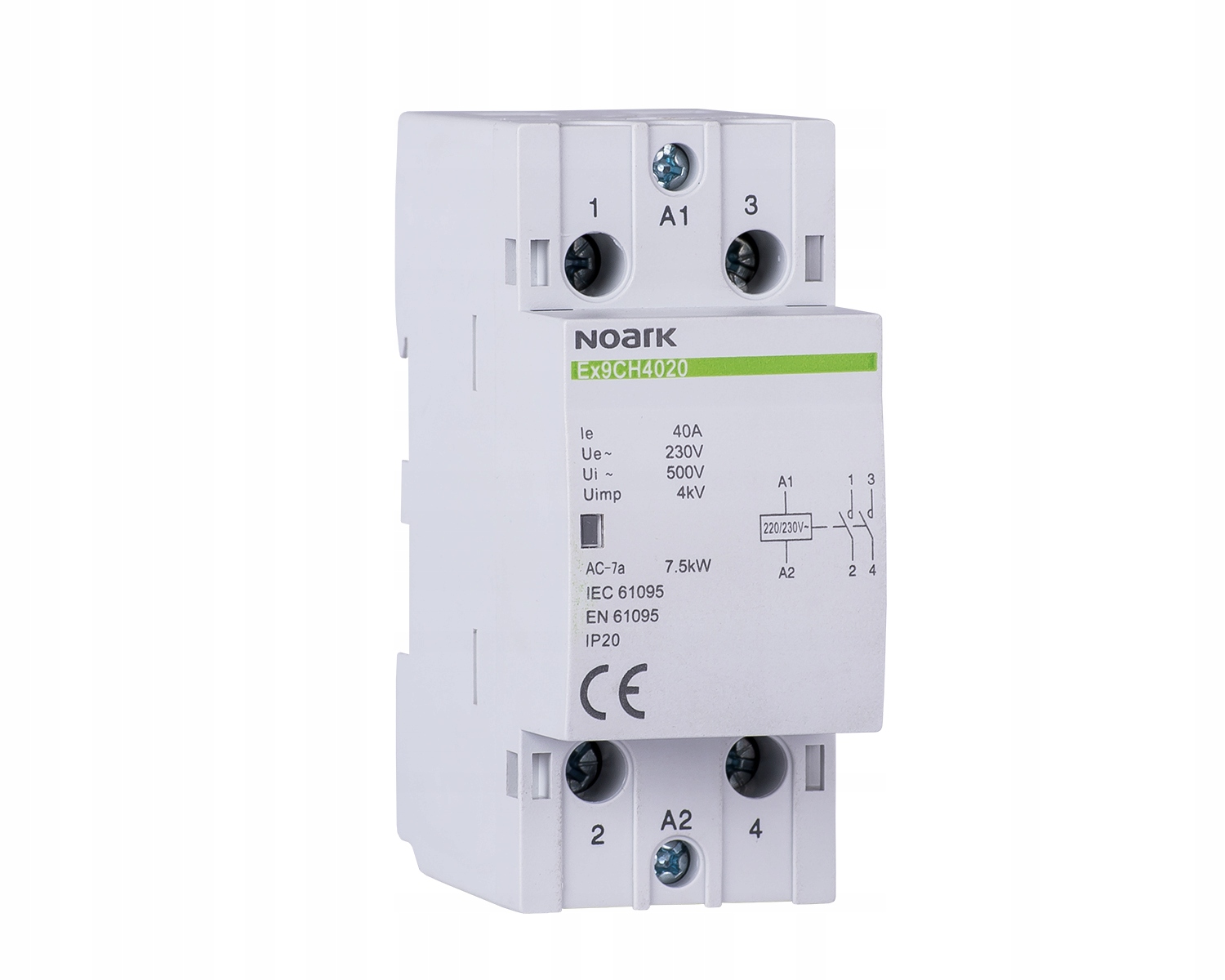 

Noark Stycznik modułowy 2NO 40A 230V 102416